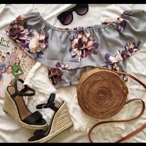 Floral off shoulder crop top